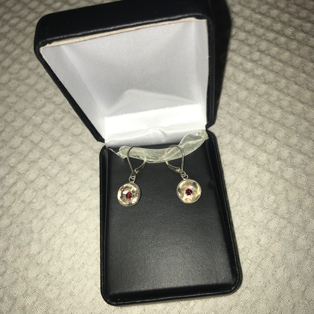 Ruby And Silver Artisan Handcrafted Earrings - image 2